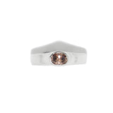 Silver ring with a brown gemstone top view