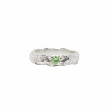 Green Sapphire on Silver Organic Band