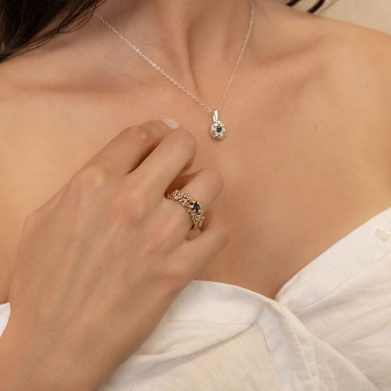 By Eileen Solid Gold Sapphire Ring