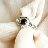 Orange Topaz Evil Eye Silver Ring