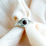 Orange Topaz Evil Eye Silver Ring