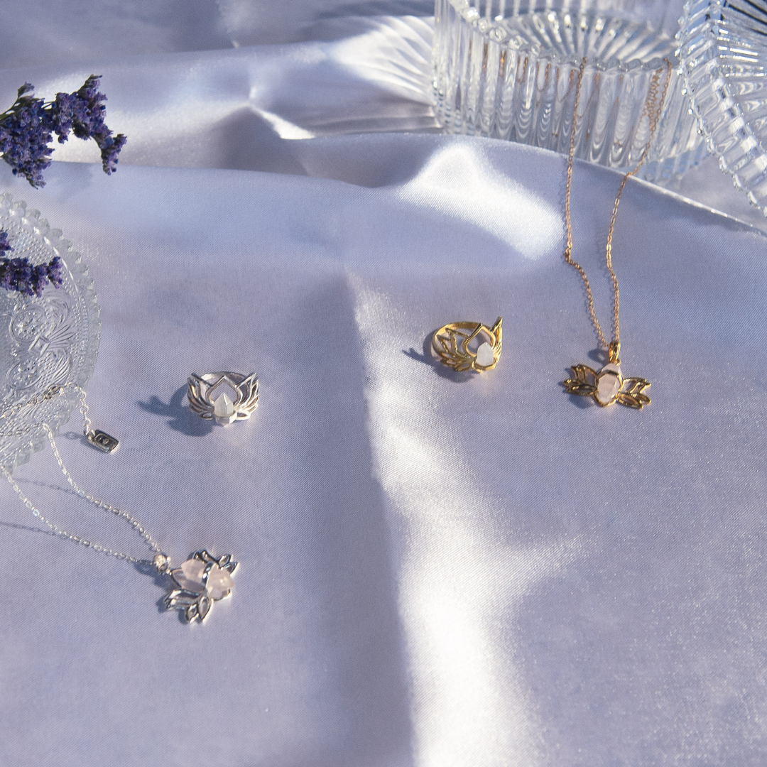 Enlightened Lotus Ring- Moonstone- Sterling Silver Necklace- By Eileen