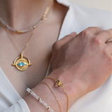 Purity Bracelet- Rose Quartz & White Topaz- 18K Gold Vermeil Bracelets- By Eileen