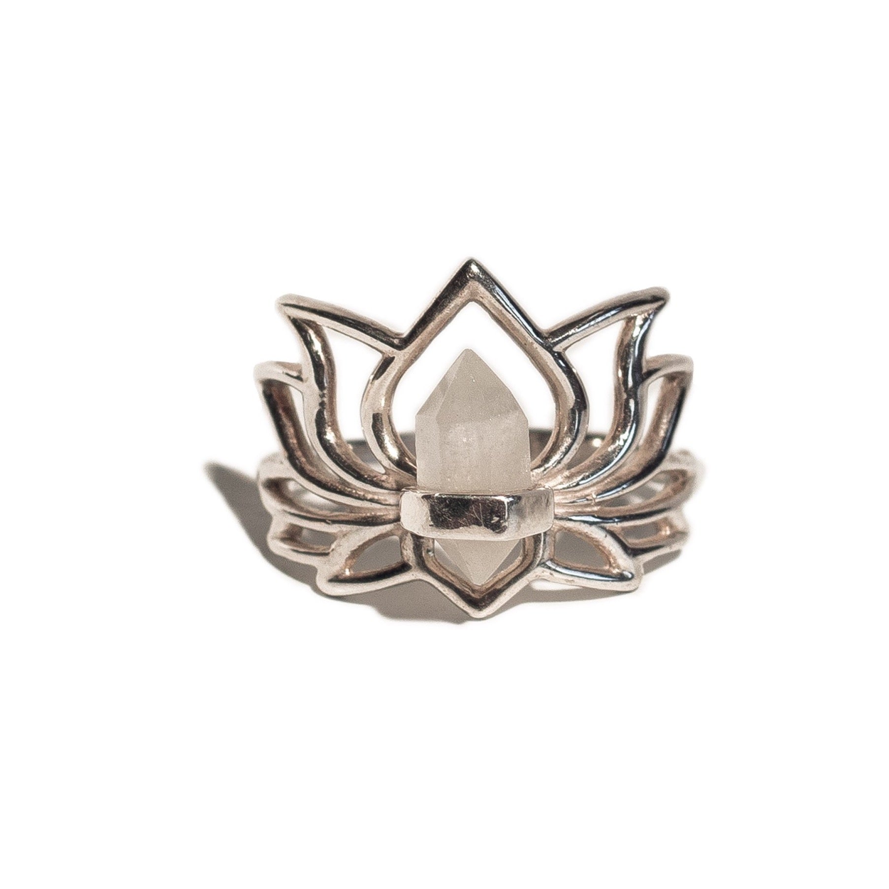 Enlightened Lotus Ring- Moonstone- Sterling Silver Necklace- By Eileen