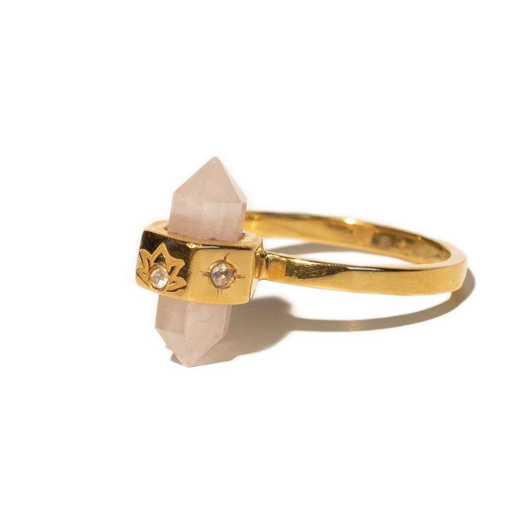 Purity Ring- Rose Quartz & White Topaz- 18K Gold Vermeil Necklace- By Eileen