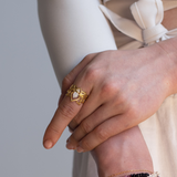 Enlightened Lotus Ring- Moonstone- 18K Gold Vermeil Necklace- By Eileen