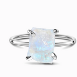 Raw Moonstone Ring Sterling Silver Rings- By Eileen
