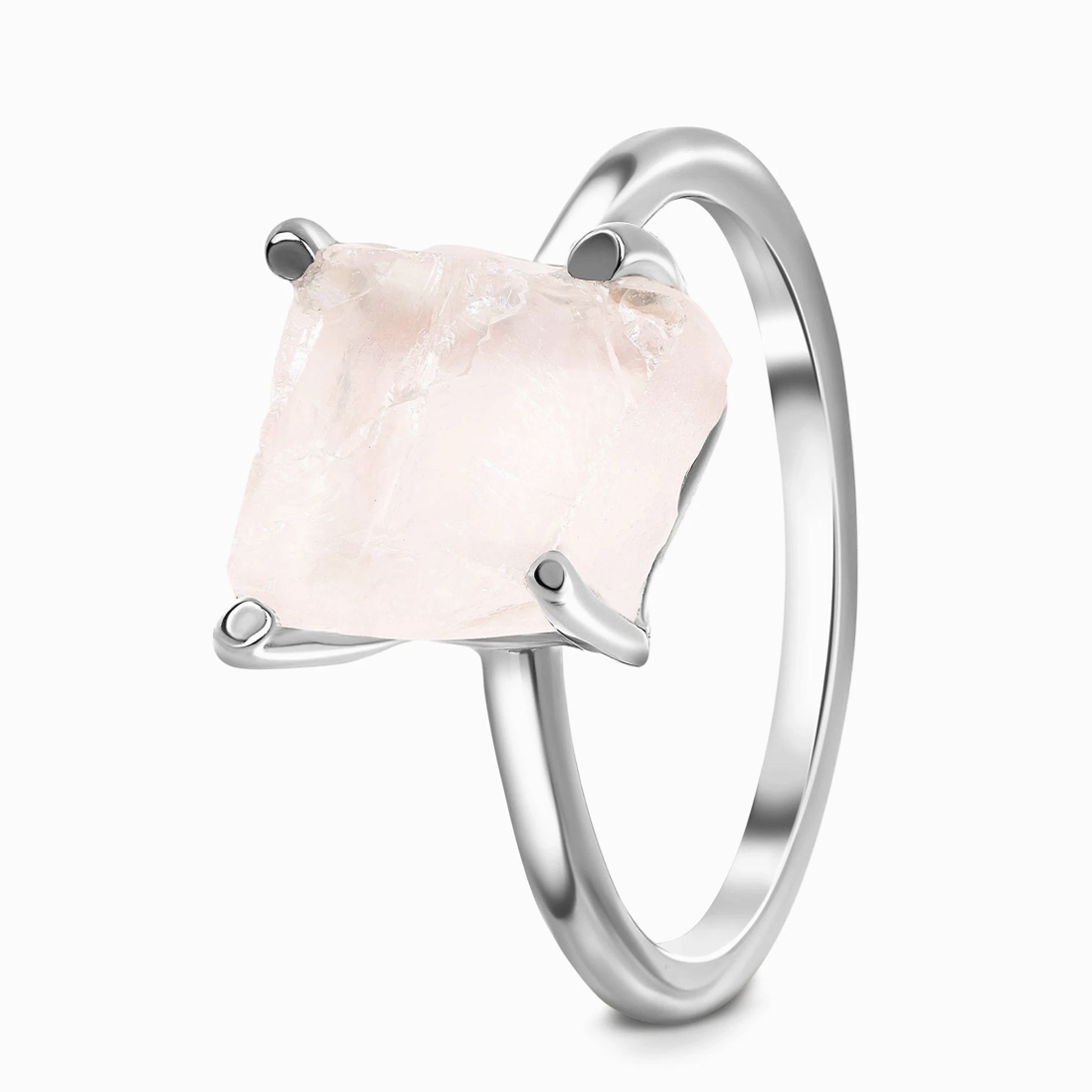 Raw Rose Quartz Ring Sterling Silver Rings- By Eileen