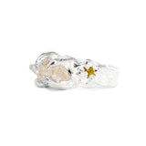 Sterling Silver Ring with Window Quartz & Yellow Sapphires 