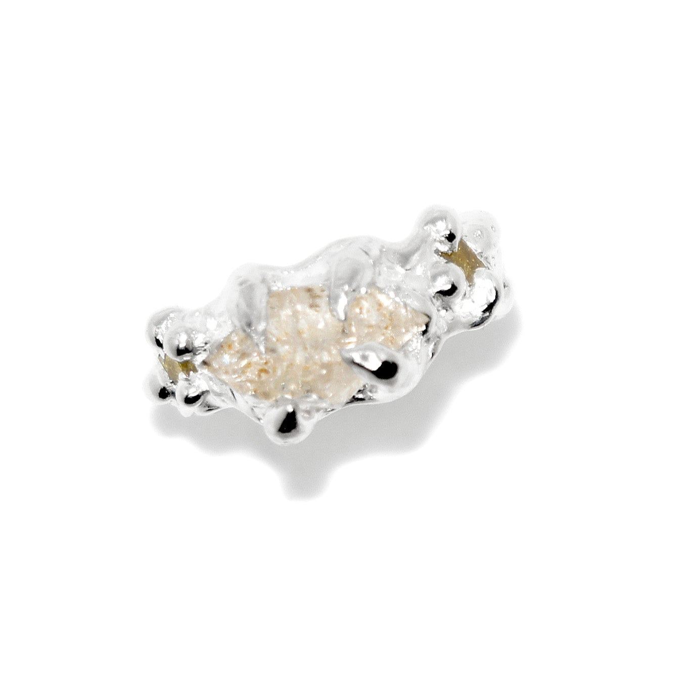 Sterling Silver Ring with Window Quartz & Yellow Lab-Grown Sapphires 