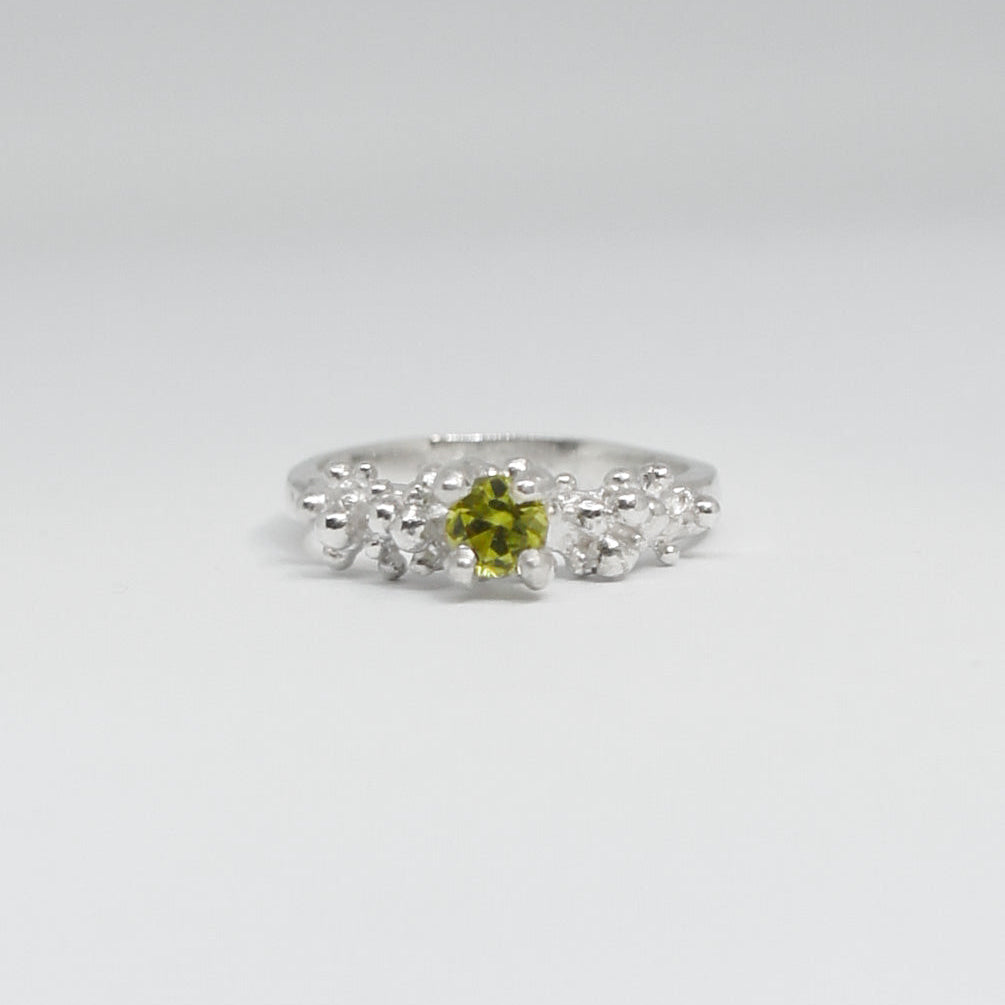 Lime Green Gemstone in Silver Ring
