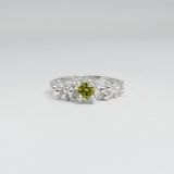 Lime Green Gemstone in Silver Ring