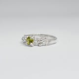 Lime Green Gemstone in Silver Ring