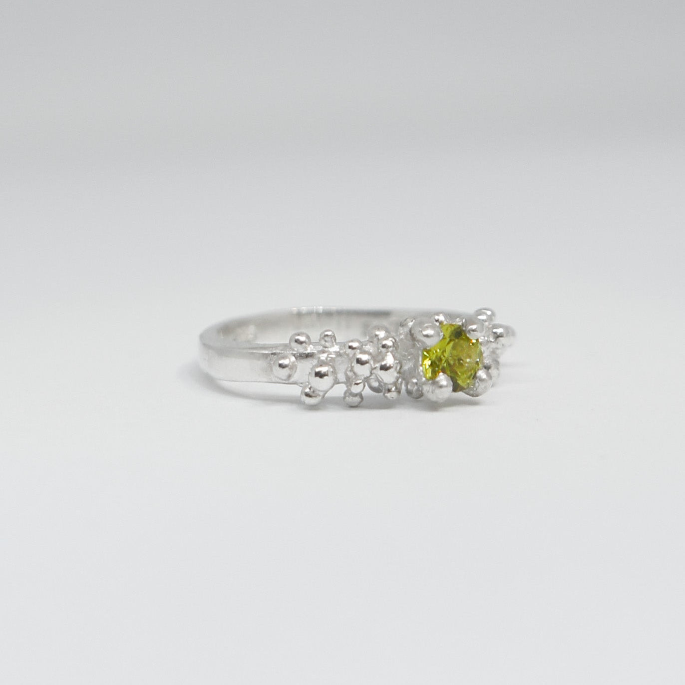 Lime Green Gemstone in Organic Silver Ring