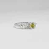 Lime Green Gemstone in Organic Silver Ring