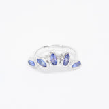 Silverring with blue stones on a white background