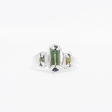 Silver Ring with Green gemstones