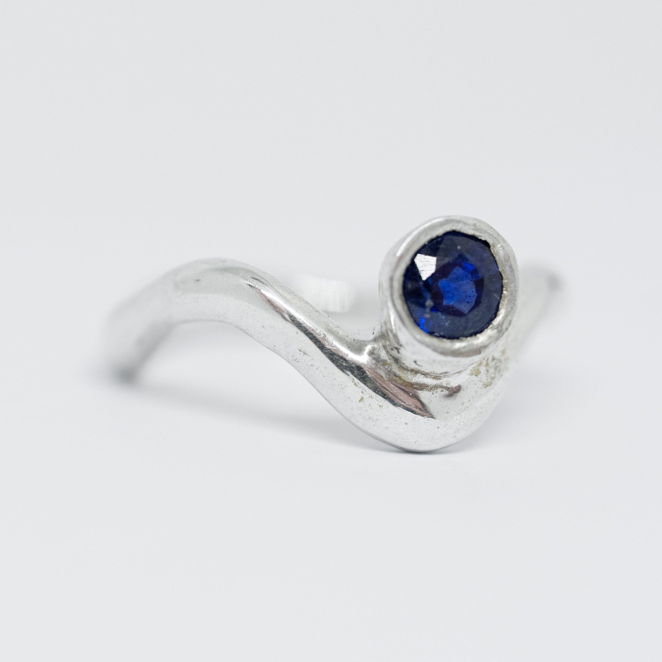 Blue Sapphire Wave Ring