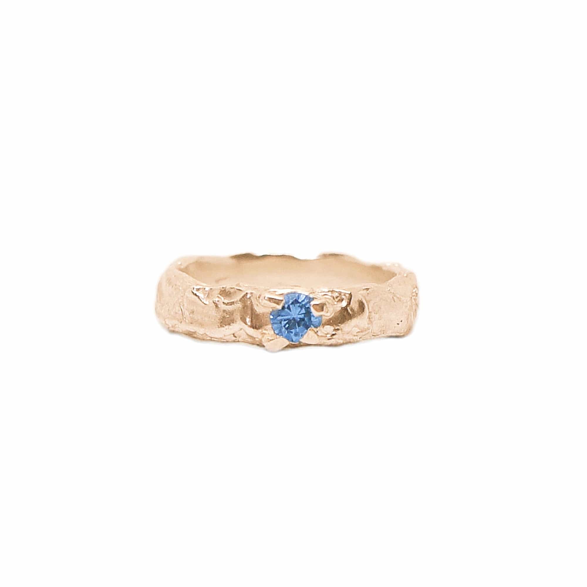 Blue Sapphire on Solid Gold Organic Band