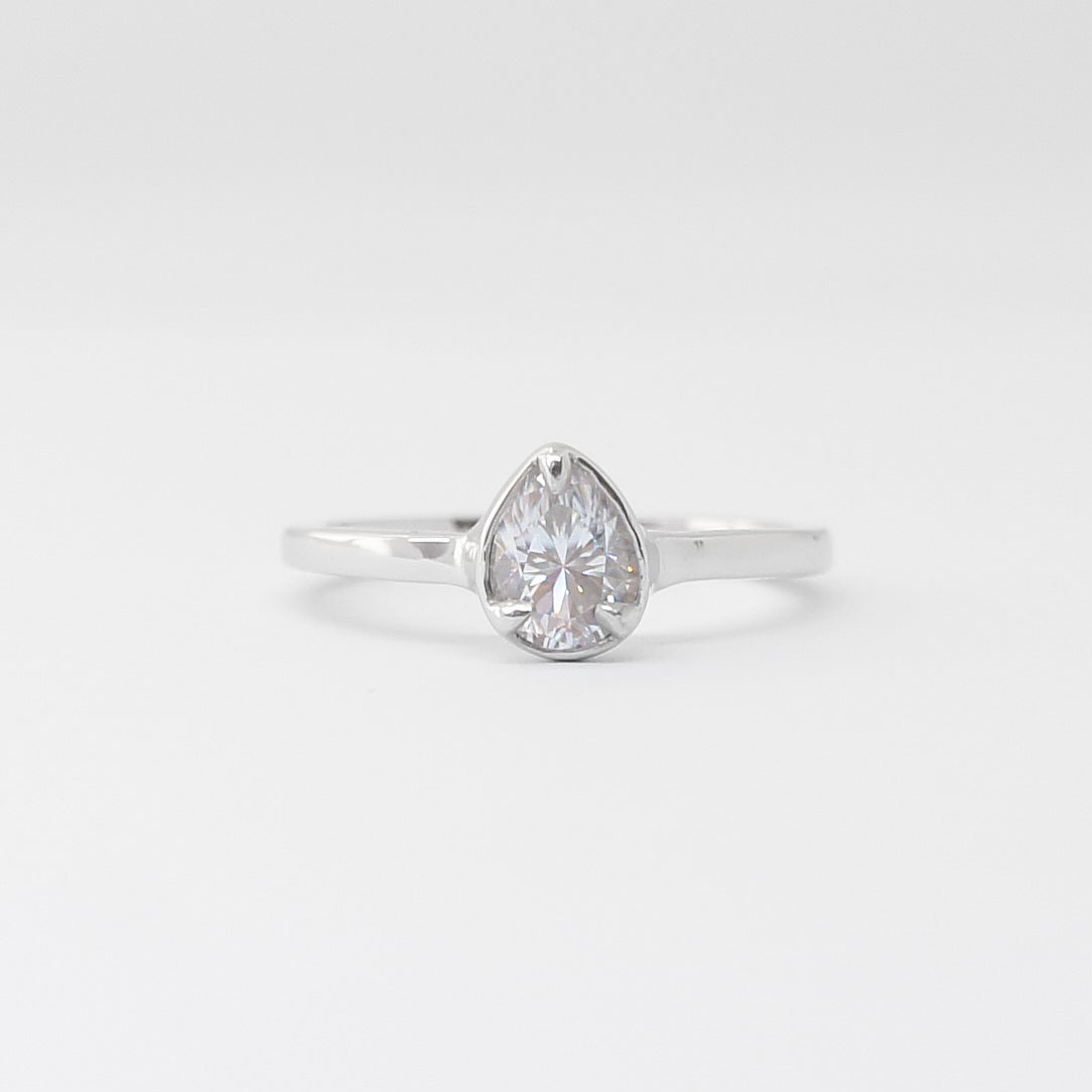 White Gold Pear-Cut Moissanite Ring