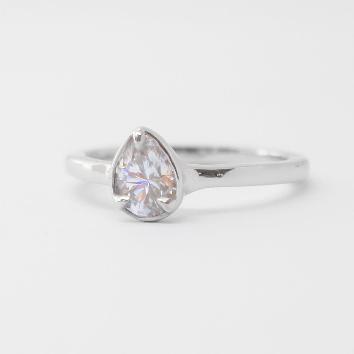 White Gold Pear-Cut Moissanite Ring