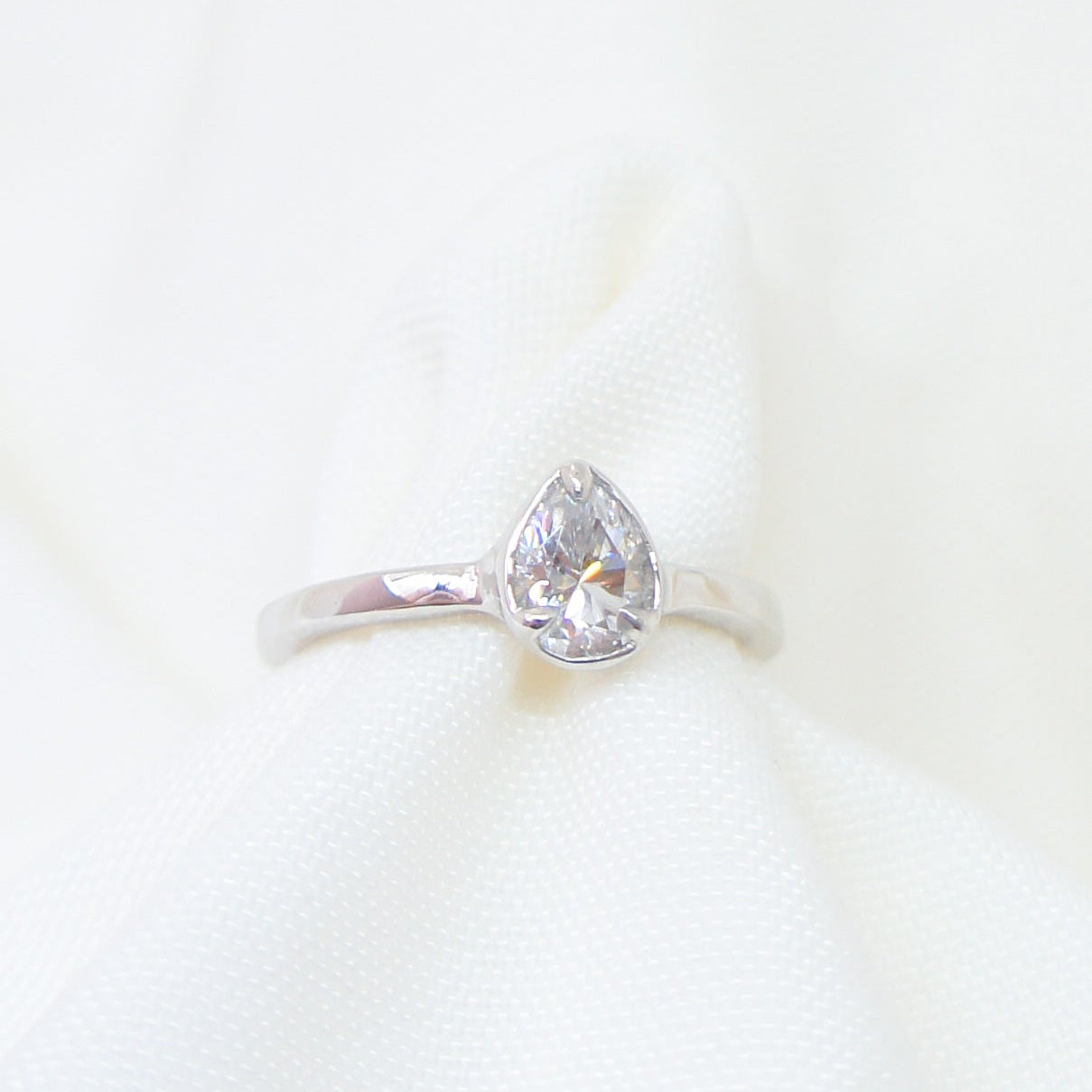 White Gold Pear-Cut Moissanite Ring
