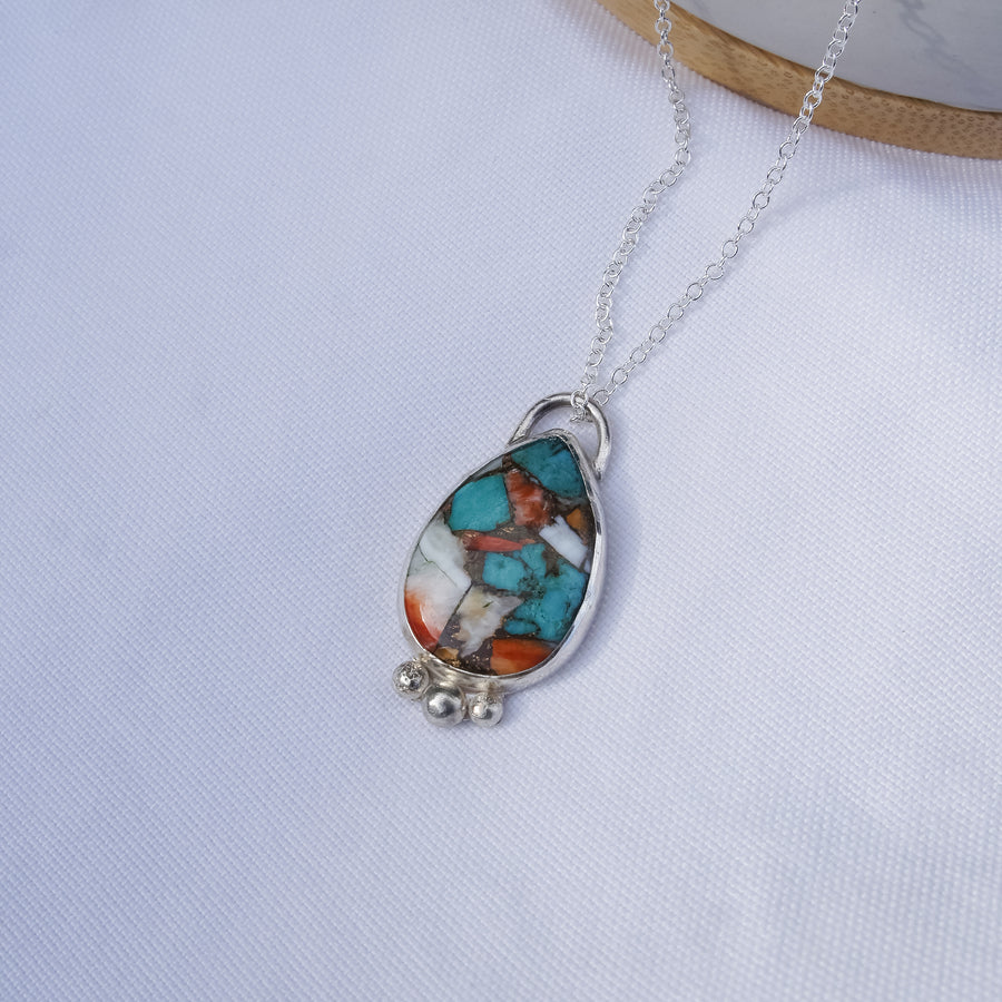 Bold Oyster Turquoise Tear Drop Necklace