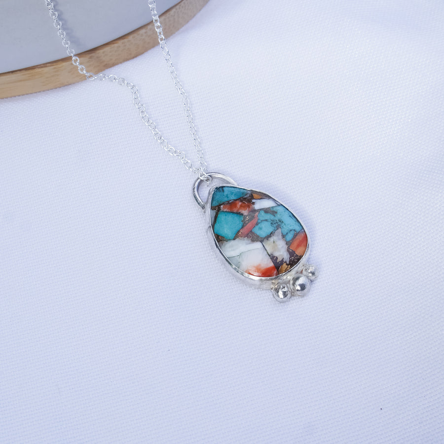 Bold Oyster Turquoise Tear Drop Necklace