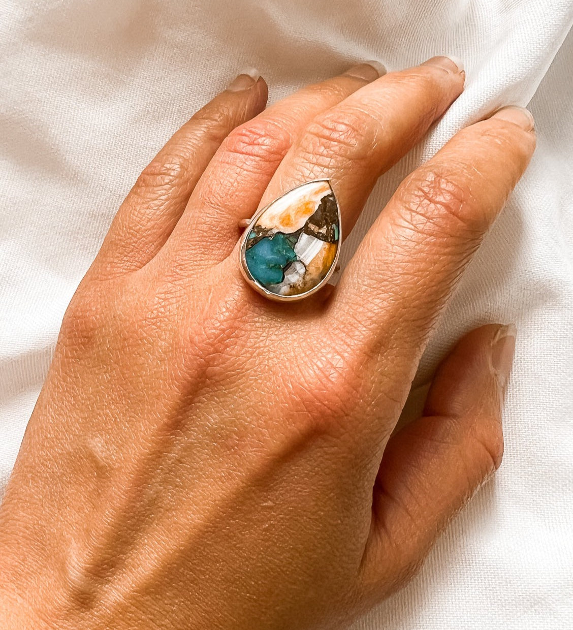 Bold Oyster Tear Drop Turquoise Ring – By Eileen
