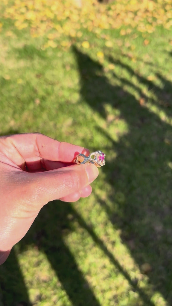 pink ruby yellow gold ring