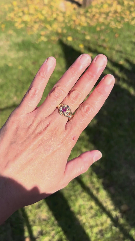 Pink Ruby yellow gold ring