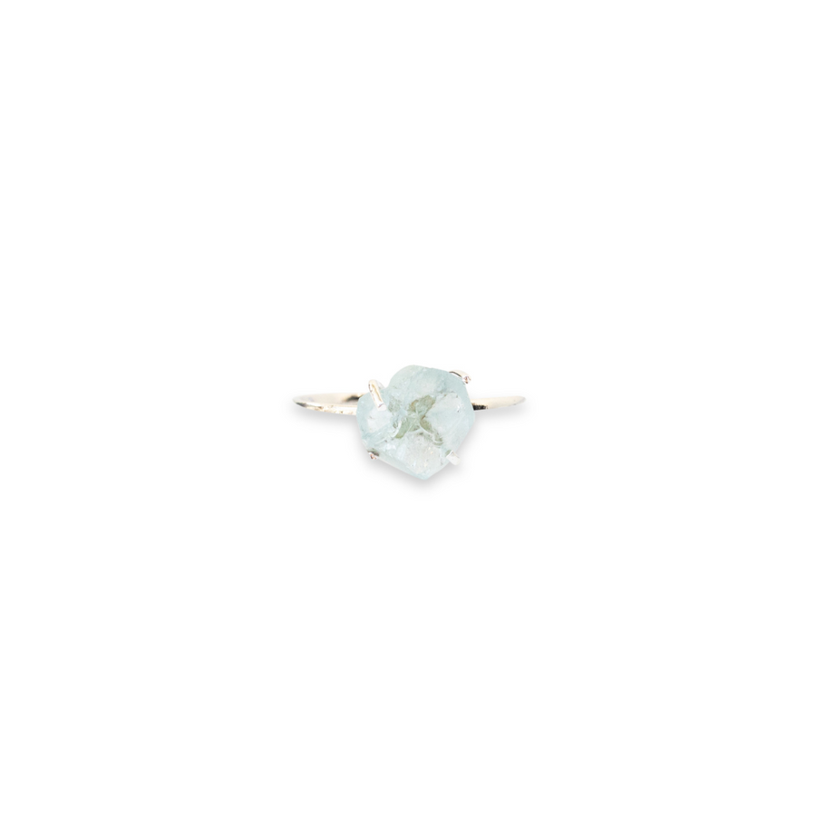 Aquamarine crystal ring on sale