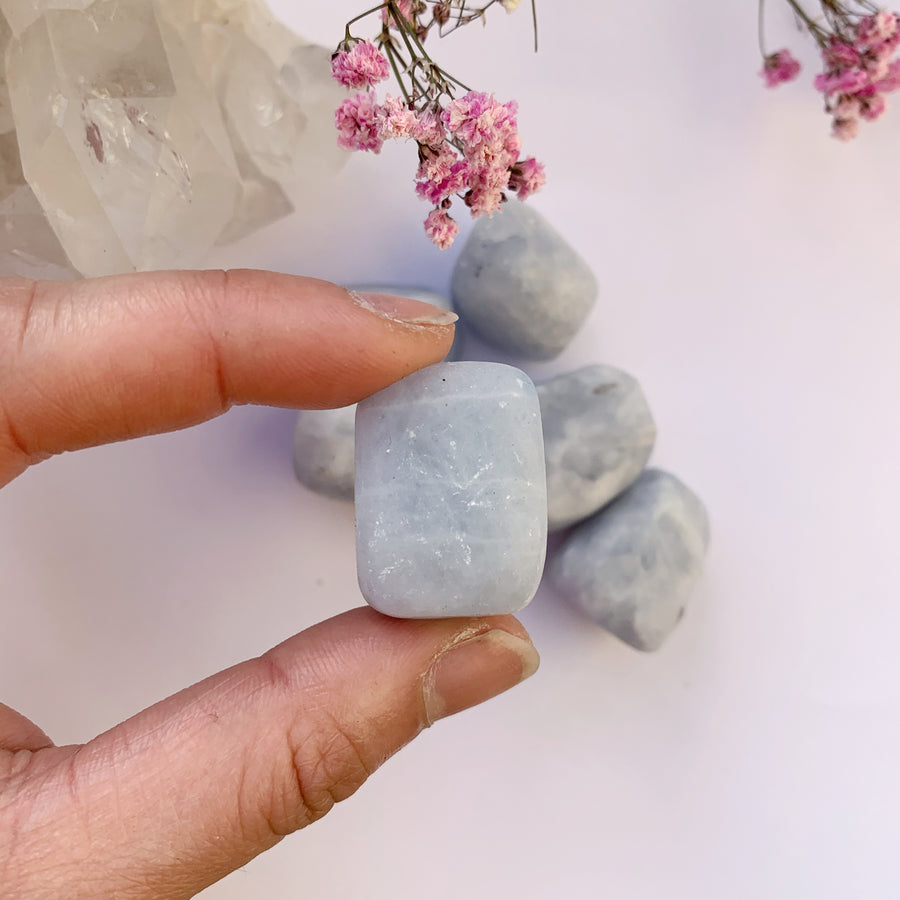 Blue Calcite Tumbled-By Eileen
