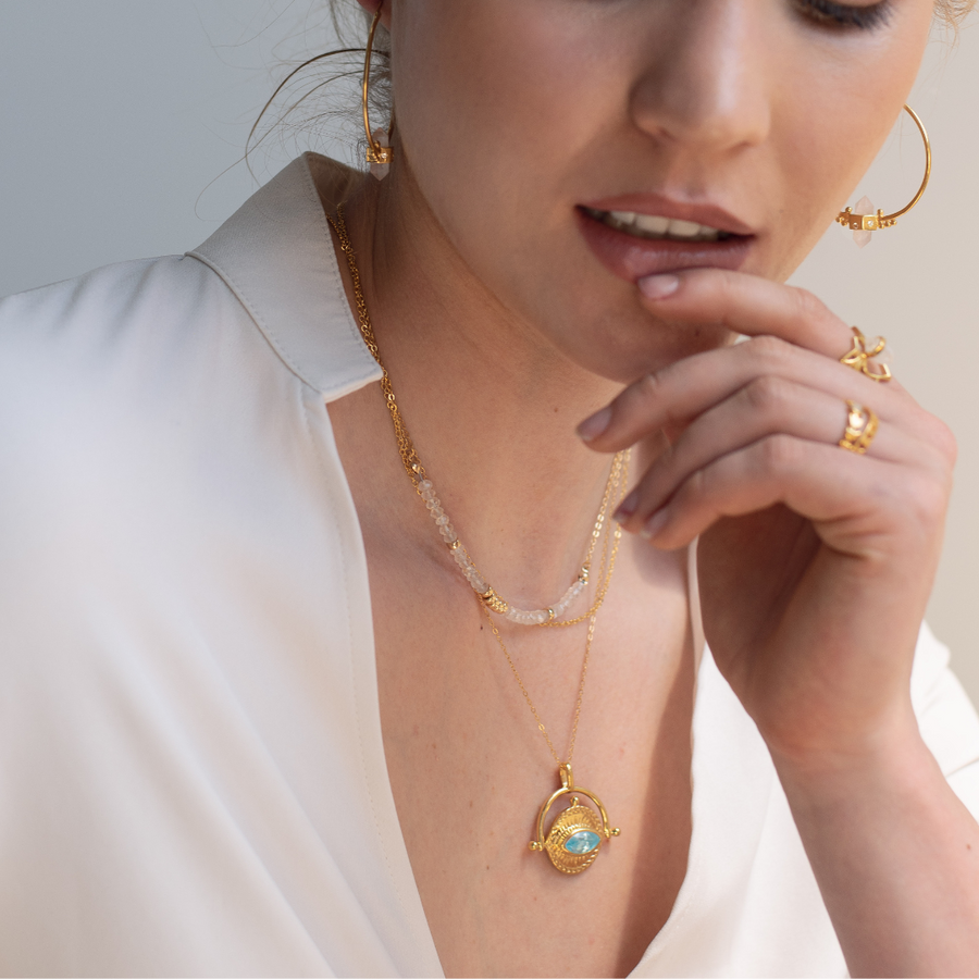 Faith Necklace- Rose Quartz- 14K Gold Filled Necklace- By Eileen