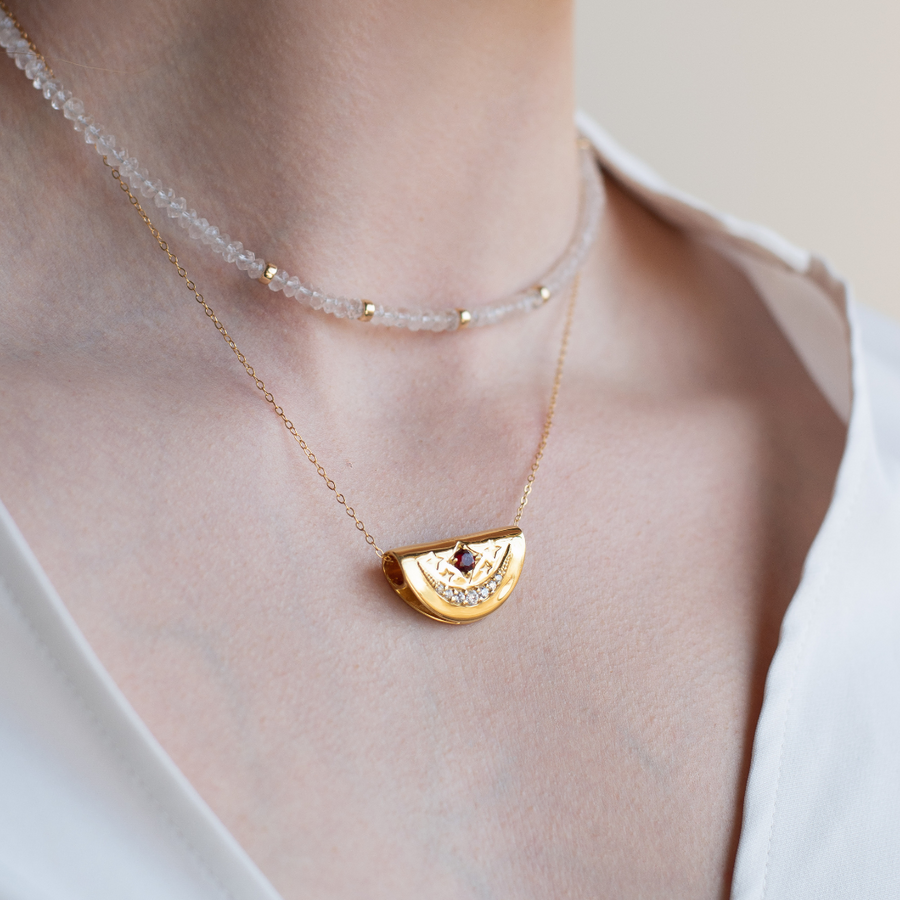 You Are Magic Necklace- Garnet- 18K Gold Vermeil Necklace- By Eileen