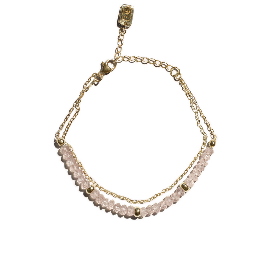 Faith Bracelet- Rose Quartz - 14K Gold Filled Necklace- By Eileen