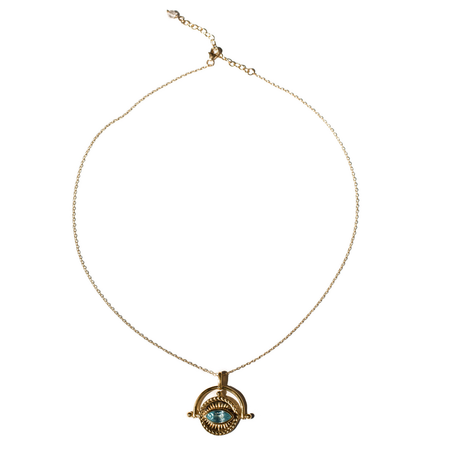 *Pre Order* I Am Protected Necklace- Blue Topaz- 18K Gold Vermeil Necklace- By Eileen