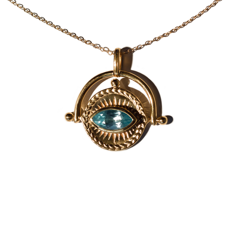 *Pre Order* I Am Protected Necklace- Blue Topaz- 18K Gold Vermeil Necklace- By Eileen