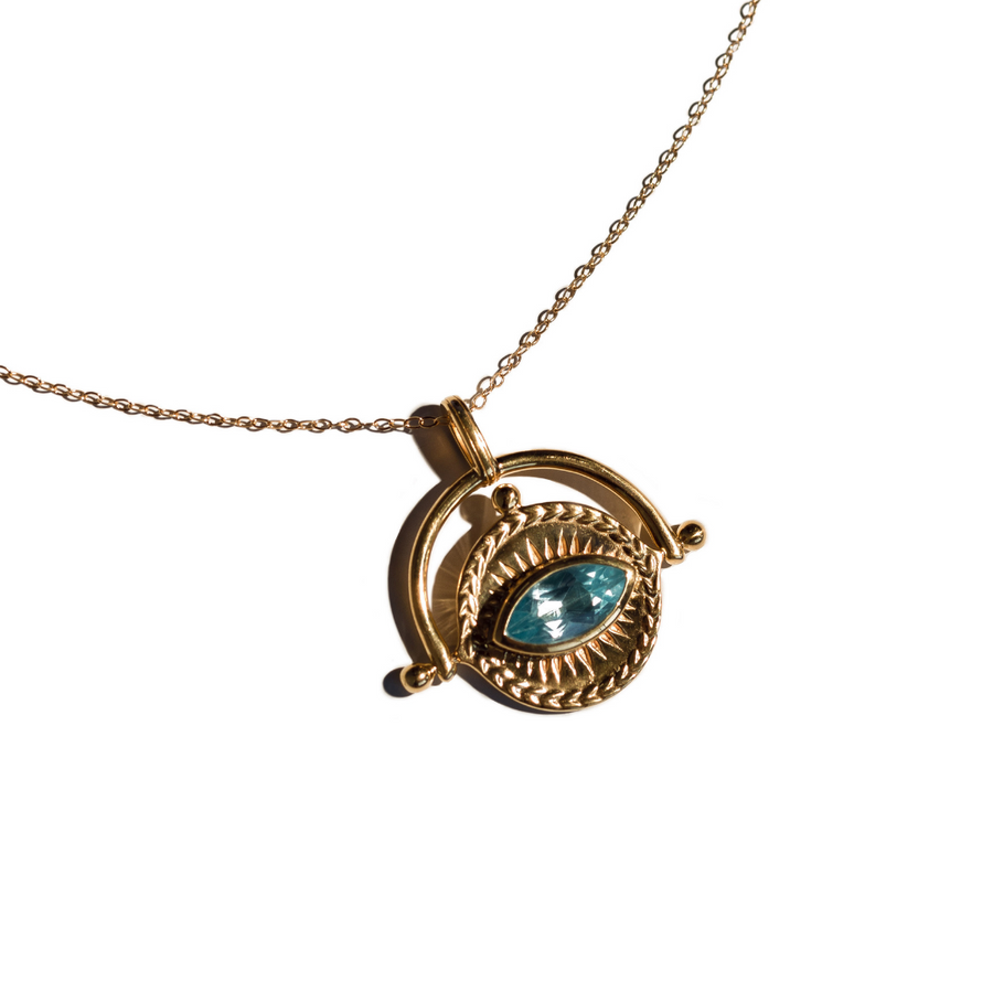 *Pre Order* I Am Protected Necklace- Blue Topaz- 18K Gold Vermeil Necklace- By Eileen