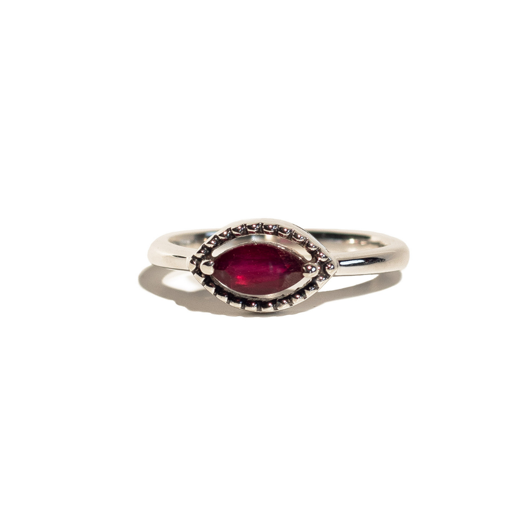 I Am Protected Ring- Ruby- Sterling Silver Necklace- By Eileen