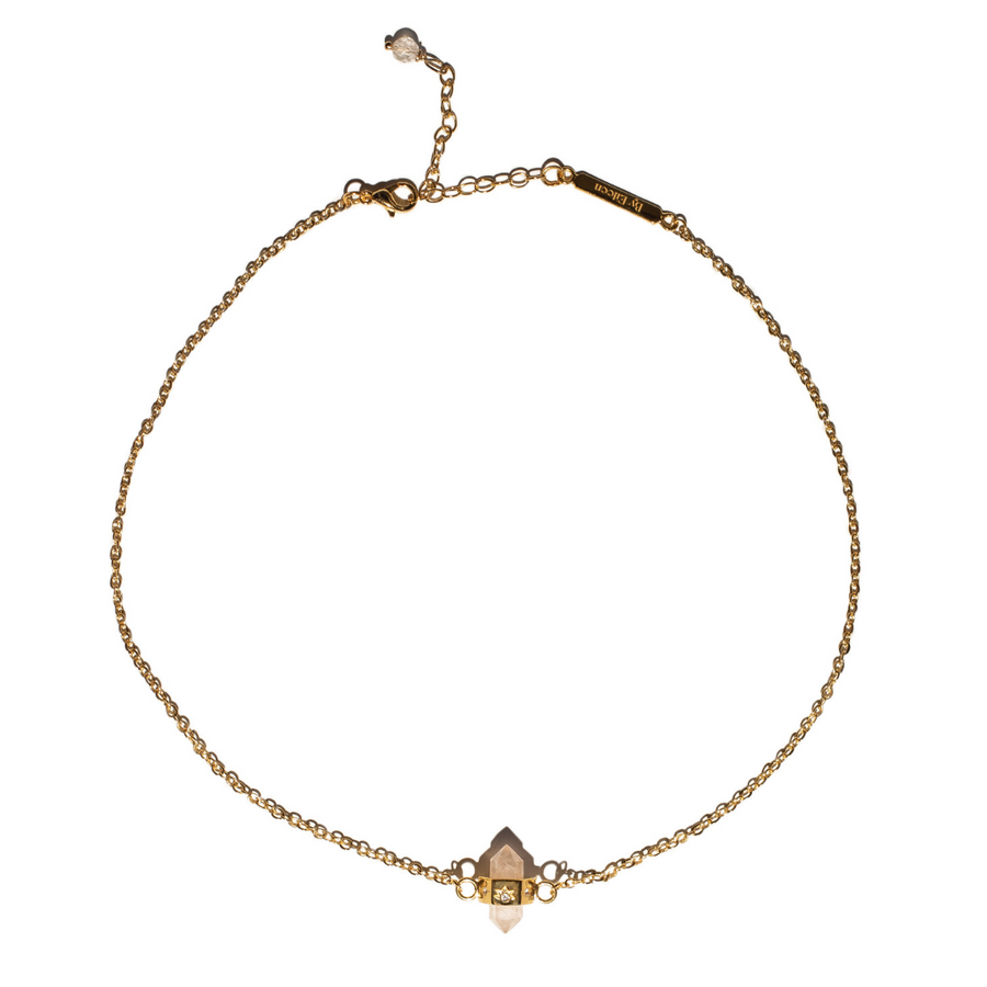 Purity Necklace- Rose Quartz & White Topaz- 18K Gold Vermeil Necklace- By Eileen
