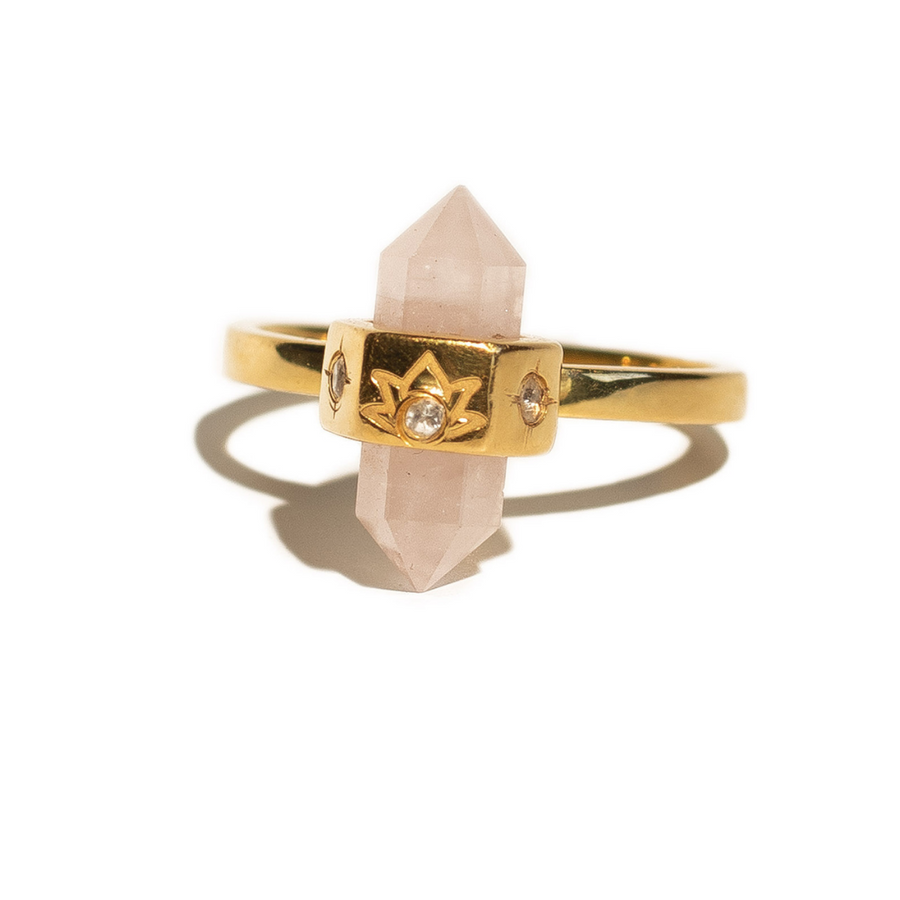 Purity Ring- Rose Quartz & White Topaz- 18K Gold Vermeil Necklace- By Eileen