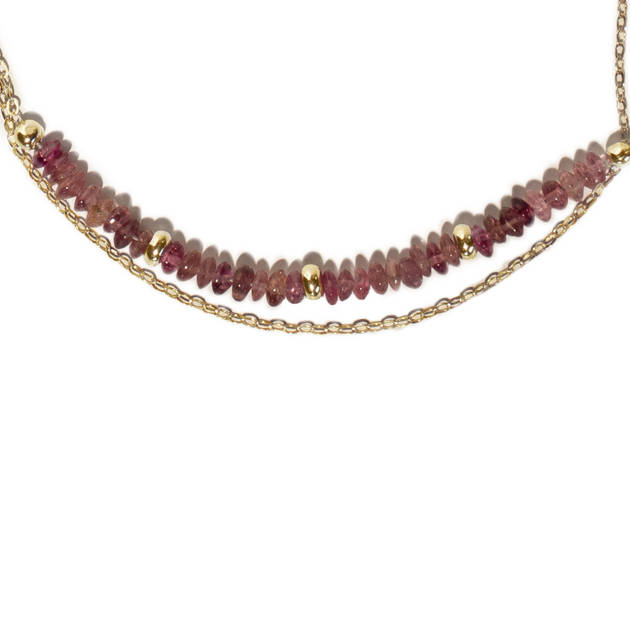 Faith Bracelet- Pink Tourmaline- 14K Gold Filled Necklace- By Eileen