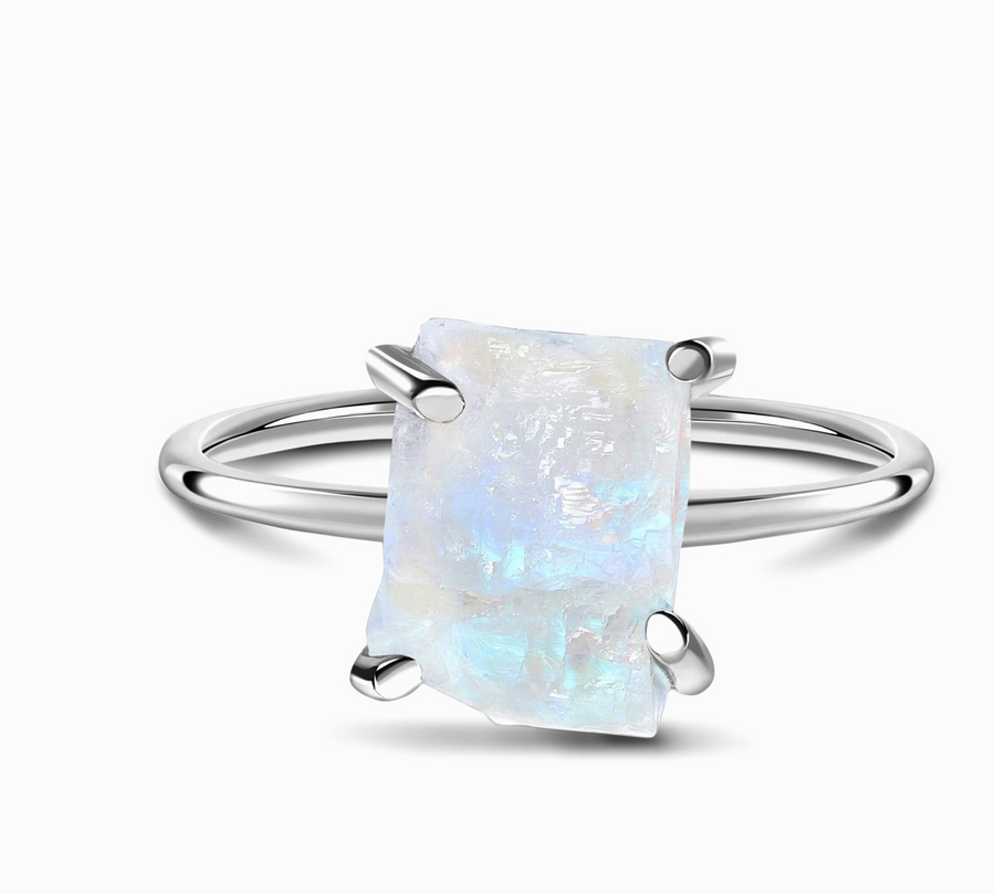 Raw Moonstone Ring Sterling Silver Rings- By Eileen