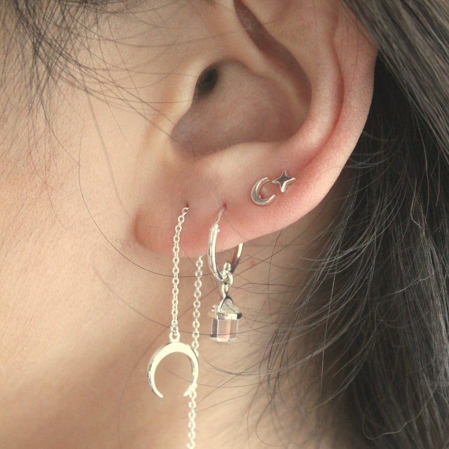 Silver Crescent Ear Studs-By Eileen