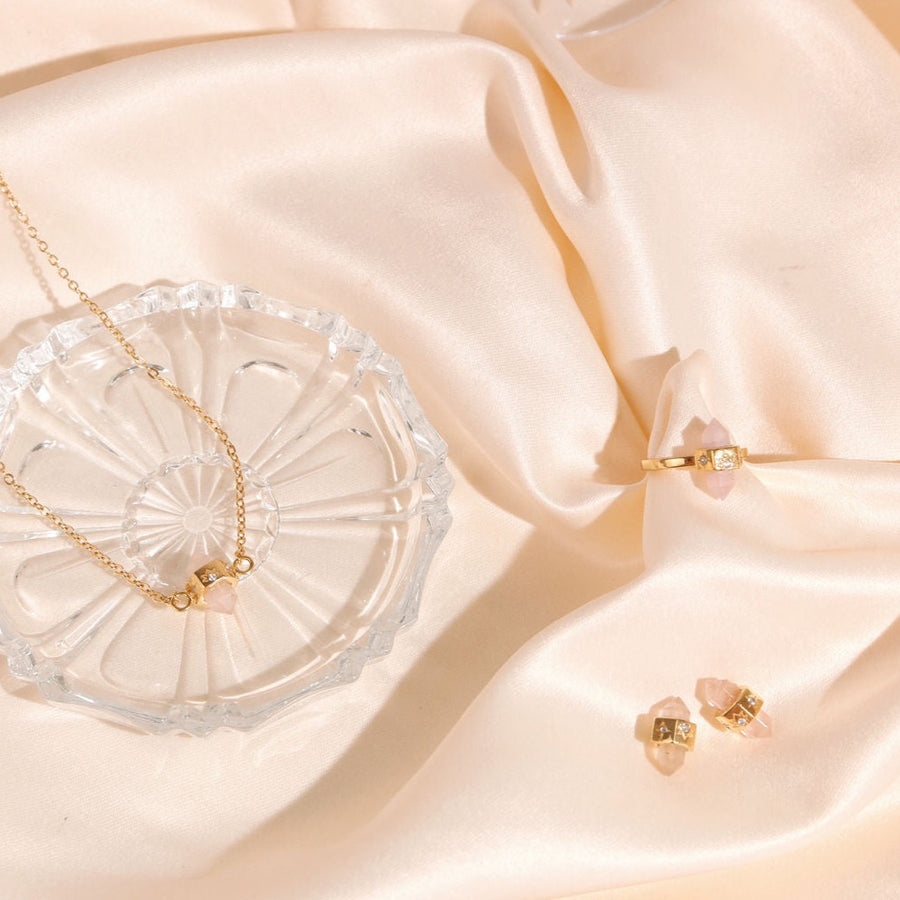 Purity Bracelet- Rose Quartz & White Topaz- 18K Gold Vermeil