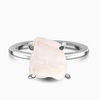 Raw Rose Quartz Ring Sterling Silver Rings- By Eileen