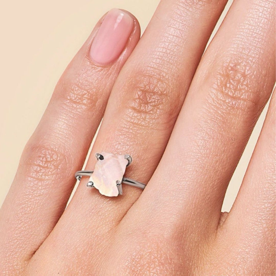 Raw Rose Quartz Ring Sterling Silver Rings- By Eileen