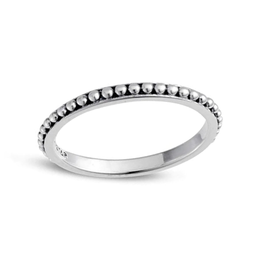 Beaded Stacker Ring- Sterling Silver