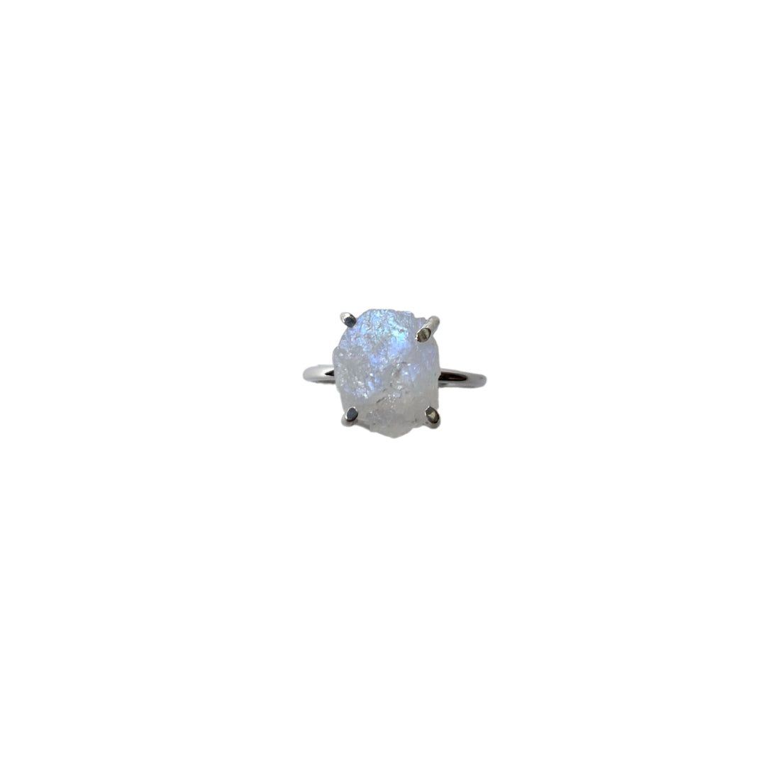 Raw Moonstone Ring Sterling Silver-By Eileen